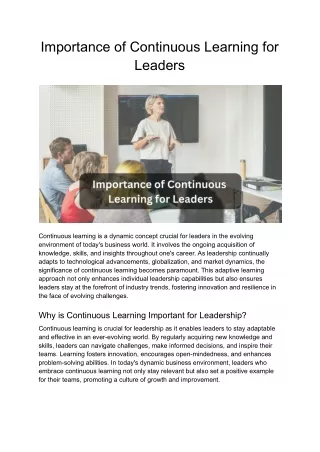 Importance of Continuous Learning for Leaders