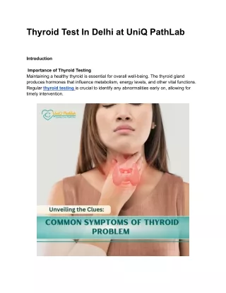 Thyroid test In Delhi at UniQ PathLab