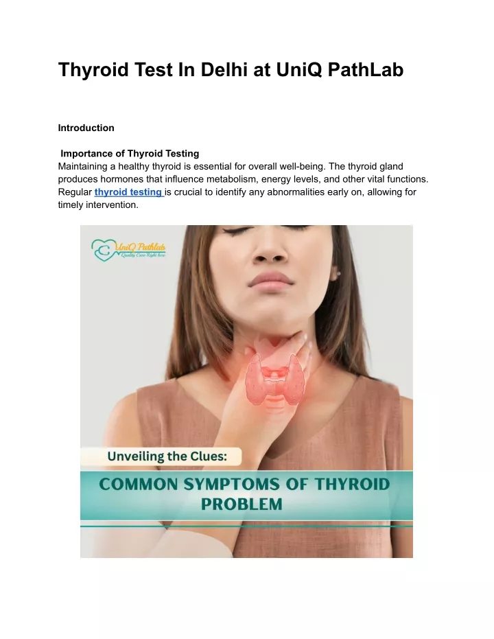 thyroid test in delhi at uniq pathlab