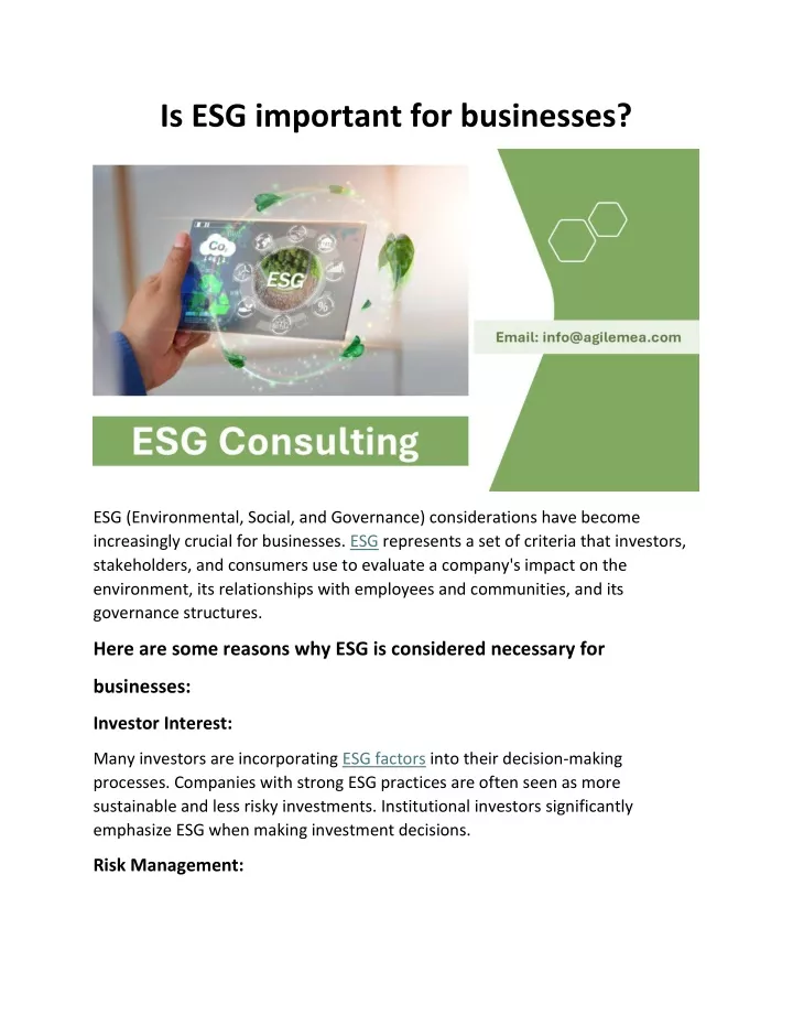 is esg important for businesses