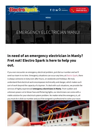 Emergency Electrician Manly