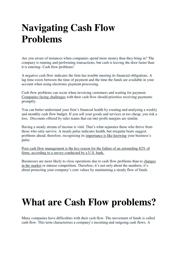navigating cash flow problems