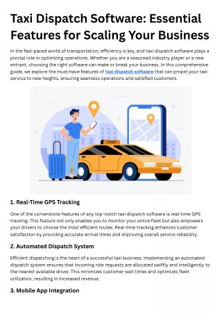Taxi Dispatch Software: Essential Features for Scaling Your Business