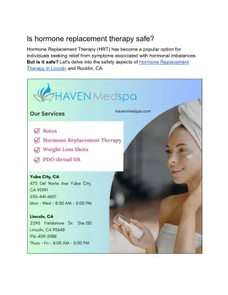 Is hormone replacement therapy safe?