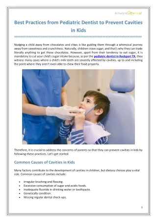 Best Practices from Pediatric Dentist to Prevent Cavities in Kids