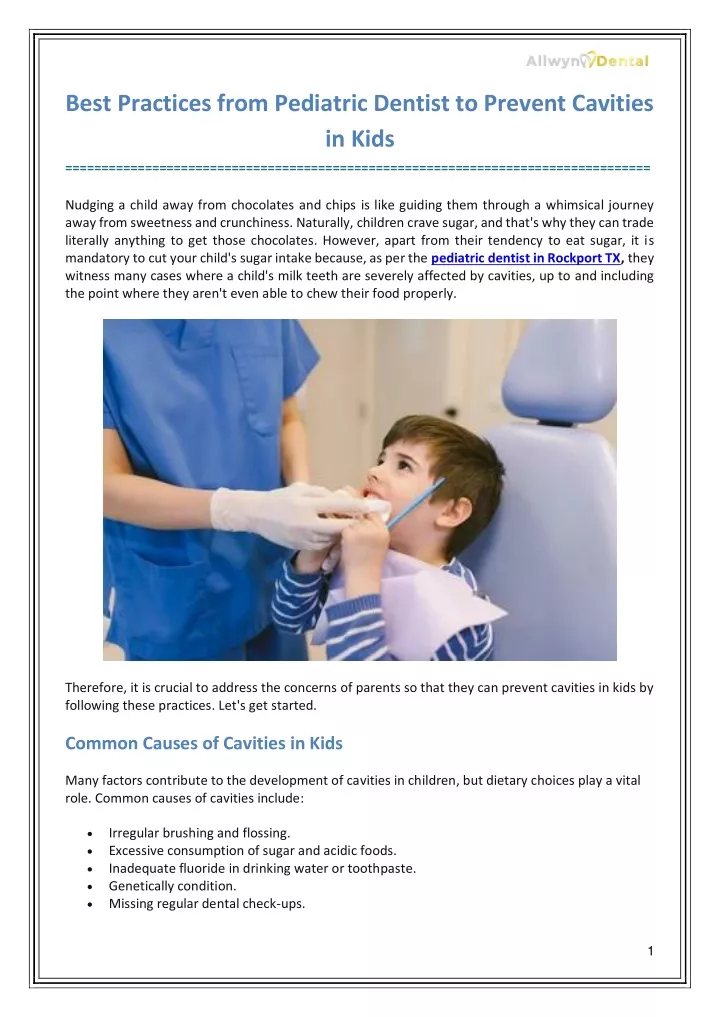 best practices from pediatric dentist to prevent