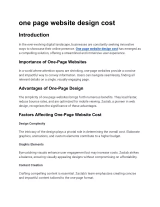 one page website design cost by Zaclab
