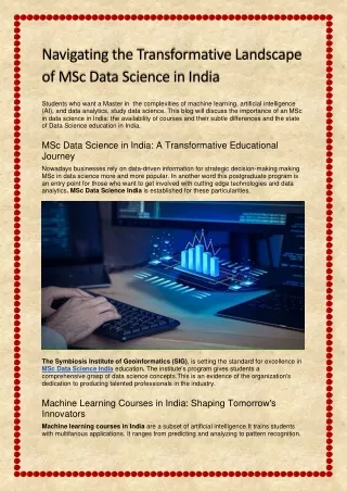 MSc Data Science in India: A Transformative Educational Journey