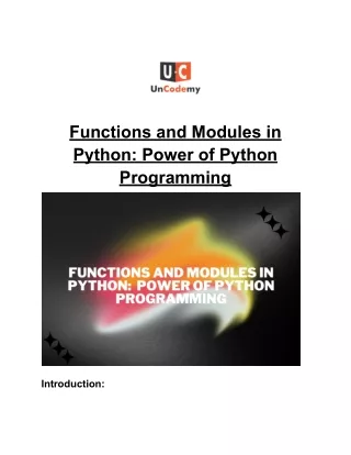 Functions and Modules in Python_ Power of Python Programming