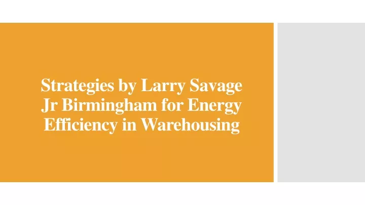 strategies by larry savage jr birmingham for energy efficiency in warehousing