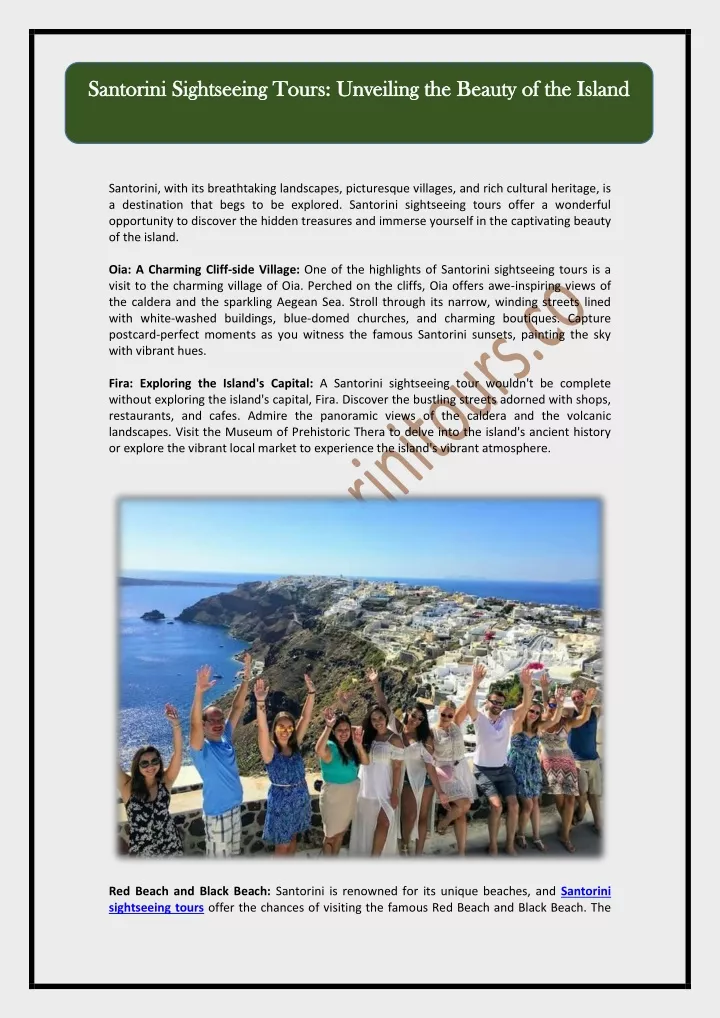 santorini sightseeing tours unveiling the beauty