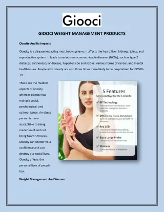 GIOOCI WEIGHT MANAGEMENT PRODUCTS