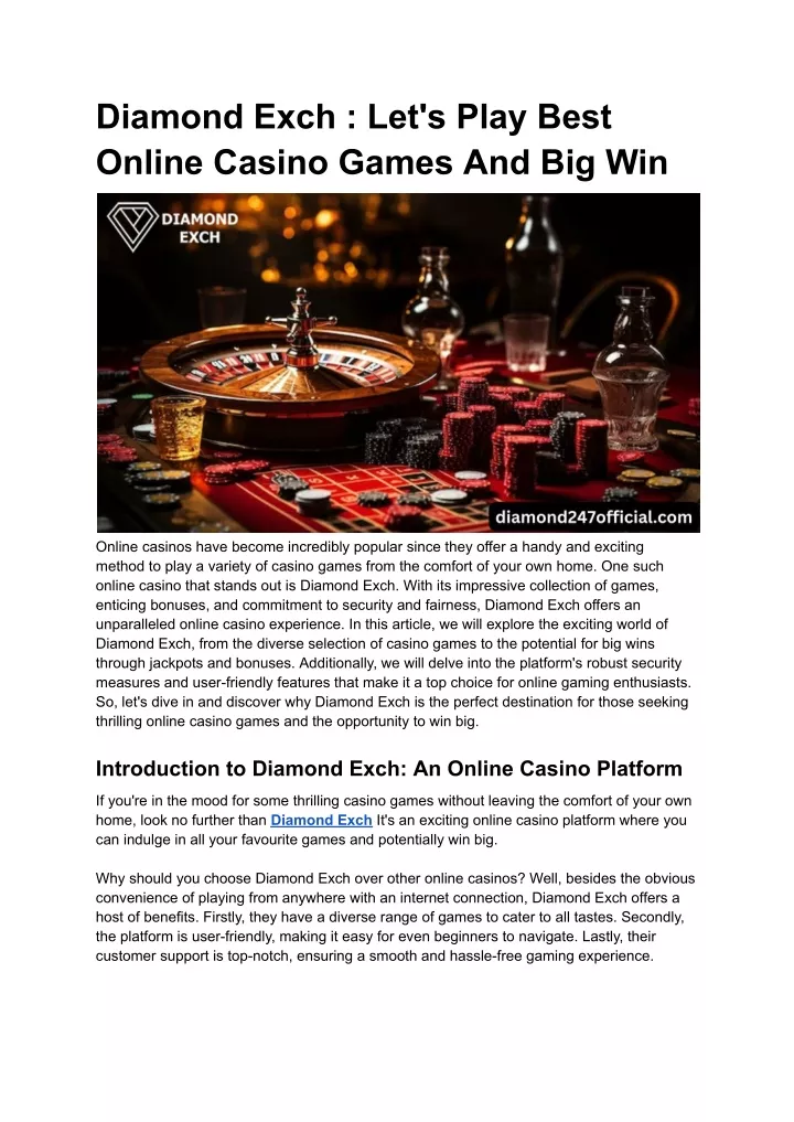 diamond exch let s play best online casino games