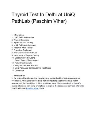 Thyroid test in delhi (paschim vihar) at UniQ PathLab