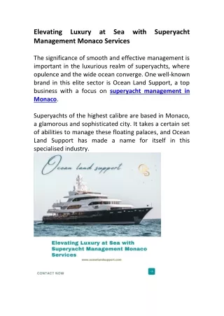 Elevating Luxury at Sea with Superyacht Management Monaco Services