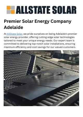 Premier Solar Energy Company Adelaide