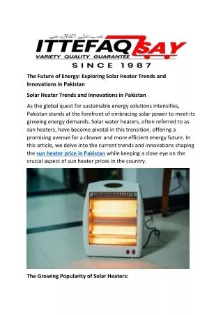 sun heater price in pakistan