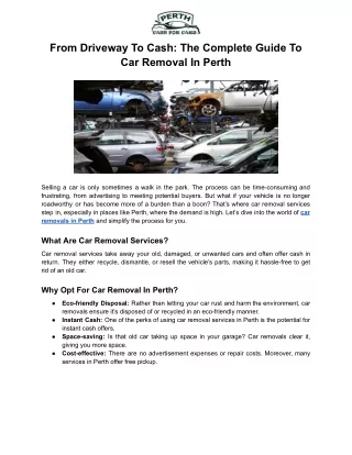 Complete Guide To Car Removal In Perth