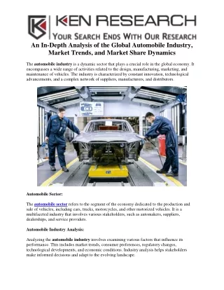 An In-Depth Analysis of the Global Automobile Industry, Market Trends, and Market Share Dynamics