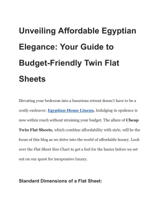 Unveiling Affordable Egyptian Elegance_ Your Guide to Budget-Friendly Twin Flat Sheets