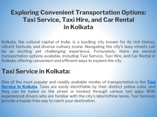 Exploring Convenient Transportation Options: Taxi Service, Taxi Hire