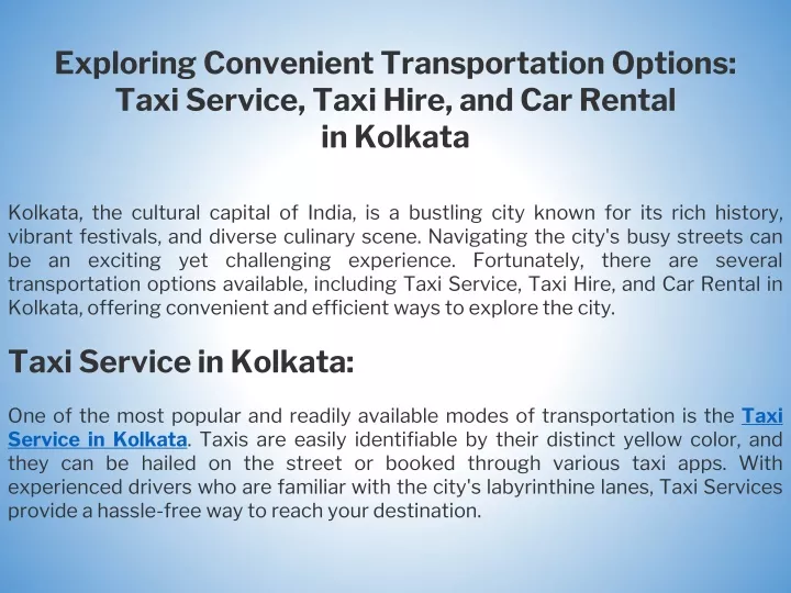 exploring convenient transportation options taxi