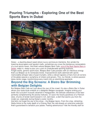 Pouring Triumphs - Exploring One of the Best Sports Bars in Dubai