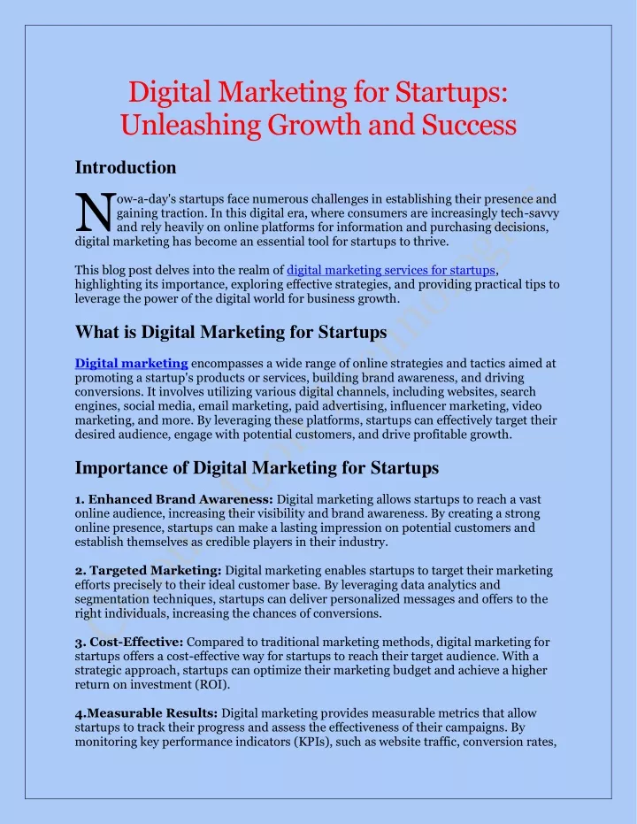 digital marketing for startups unleashing growth