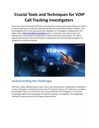 crucial tools and techniques for voip call