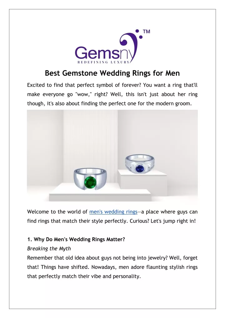 best gemstone wedding rings for men