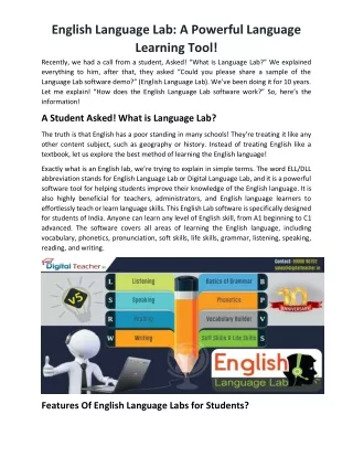 English Language Lab A Powerful Language Learning Tool