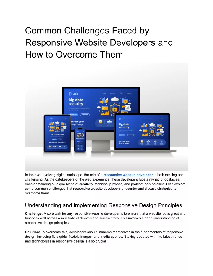 common challenges faced by responsive website