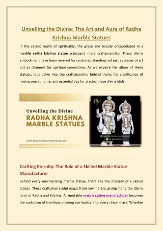 Unveiling the Divine- The Art and Aura of Radha Krishna Marble Statues