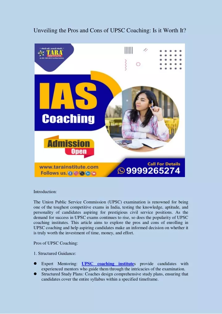 unveiling the pros and cons of upsc coaching