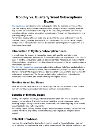 monthly vs quarterly weed subscriptions boxes