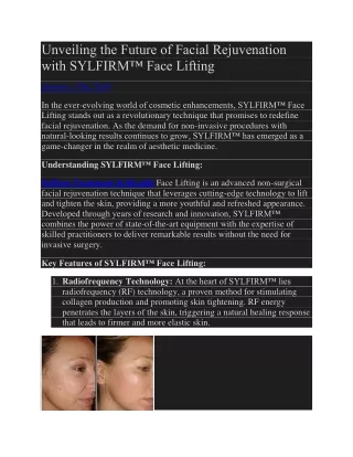 unveiling the future of facial rejuvenation with