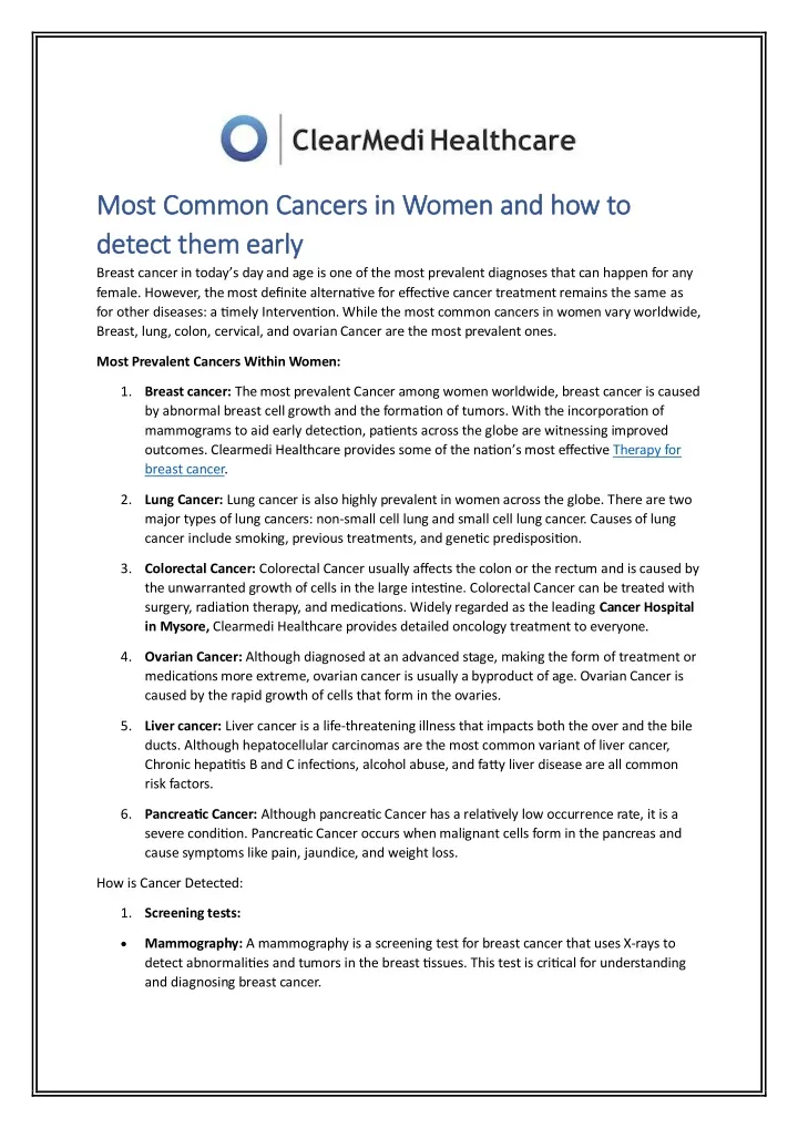 most common cancers in women and how to most