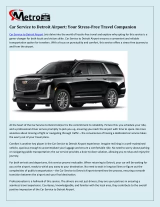 Car Service to Detroit Airport: Your Gateway to Hassle-Free Travel