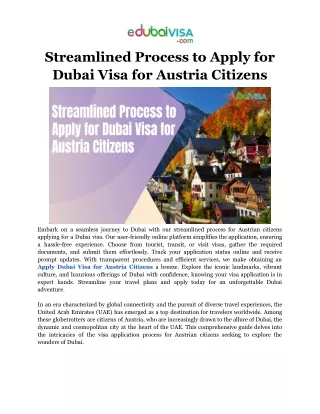 Streamlined Process to Apply for Dubai Visa for Austria Citizens
