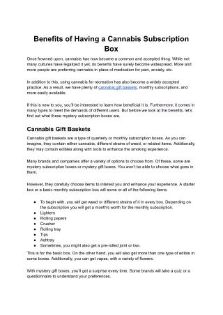 benefits of having a cannabis subscription box