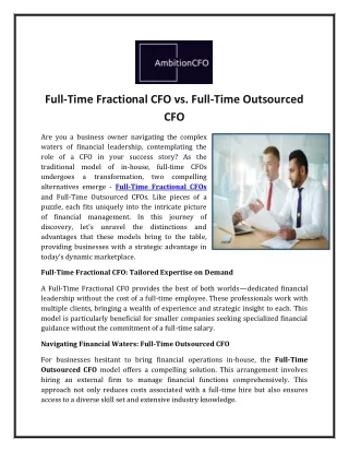 Full-Time Fractional CFO vs. Full-Time Outsourced CFO