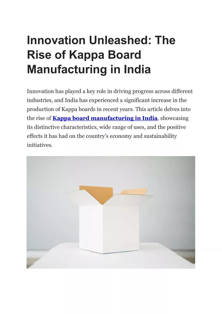 innovation unleashed the rise of kappa board