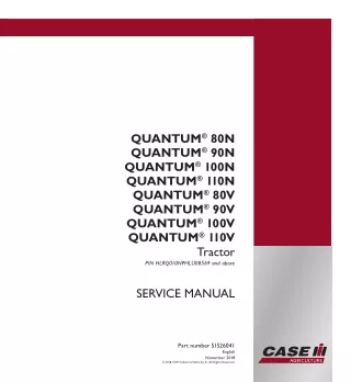 CASE IH Quantum 100V Tractor Service Repair Manual (PIN HLRQ010NPHLU08569 and above)