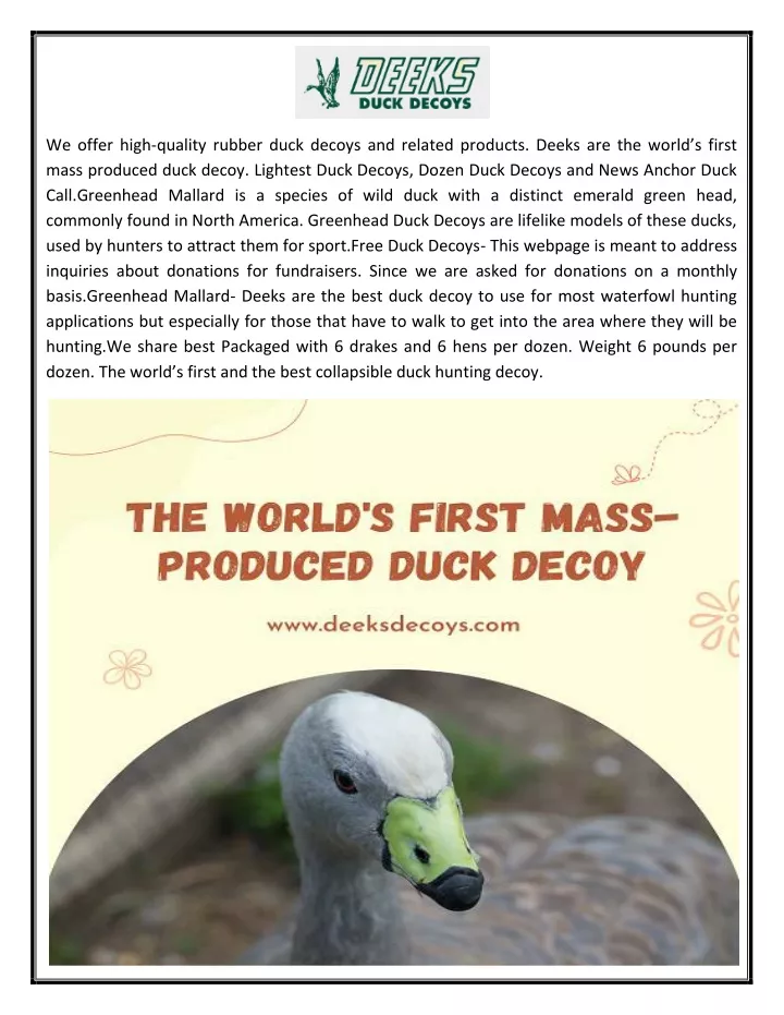 we offer high quality rubber duck decoys