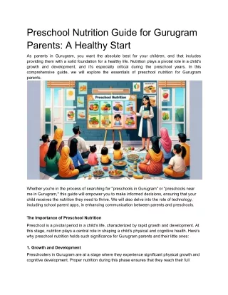 Preschool Nutrition Guide for Gurugram Parents_ A Healthy Start
