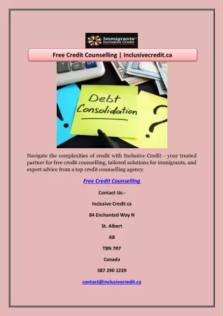 Free Credit Counselling | Inclusivecredit.ca