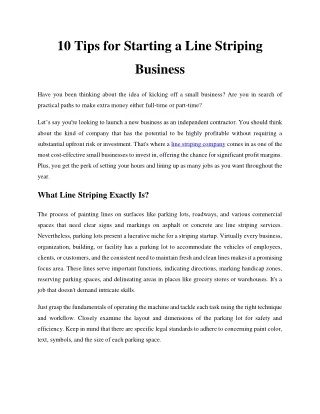 10 tips for starting a line striping