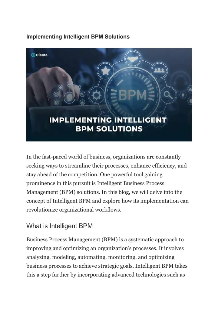 implementing intelligent bpm solutions