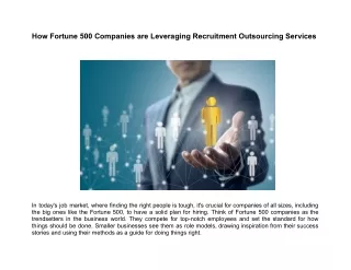How Fortune 500 Companies are Leveraging Recruitment Outsourcing Services