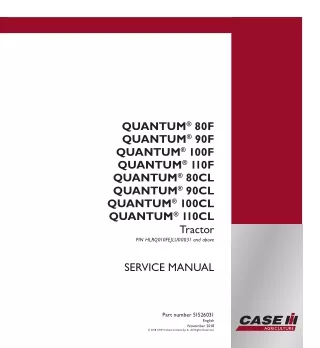 CASE IH Quantum 80CL Tractor Service Repair Manual (PIN HLRQ010FEJLU00031 and above and up)